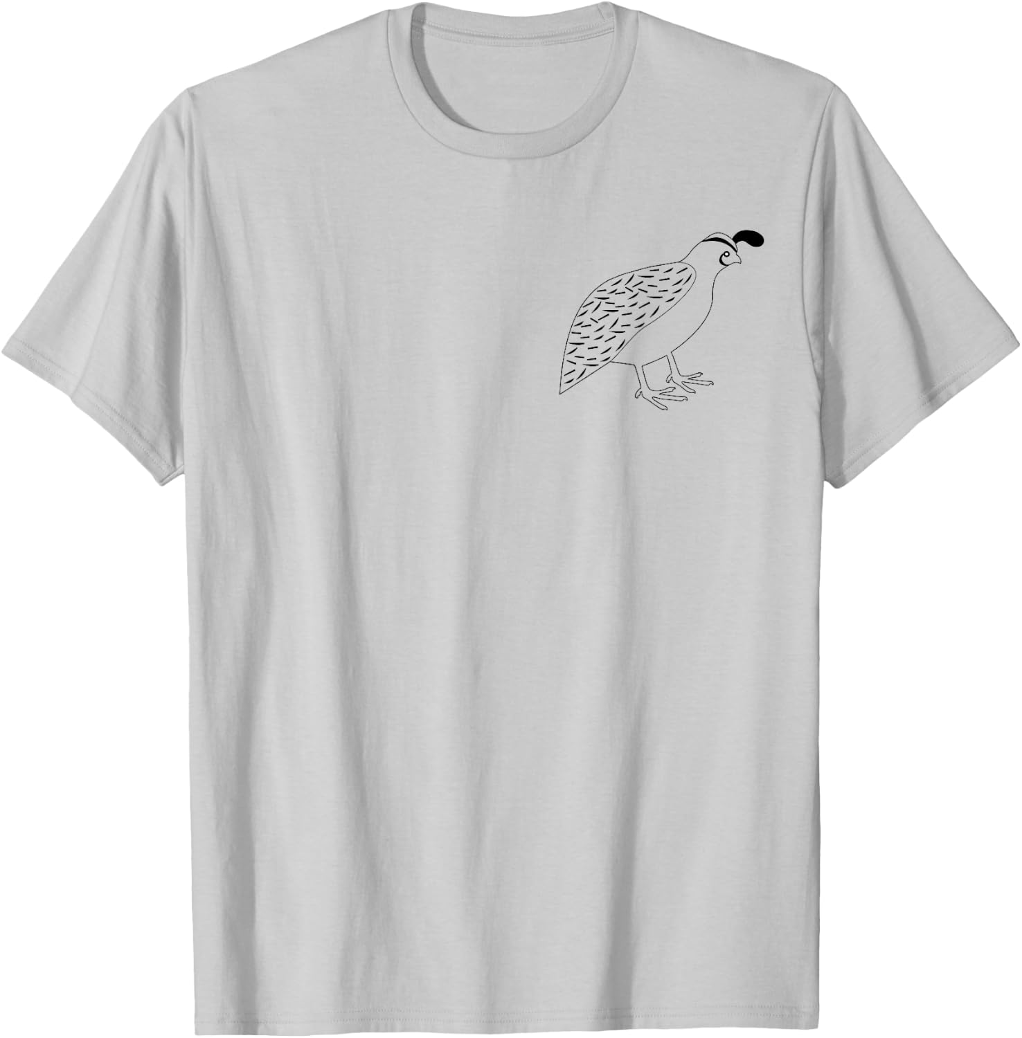 Cool Quail Game Bird California State Drawing Pocket Print T-Shirt - T-Shirt | Ash