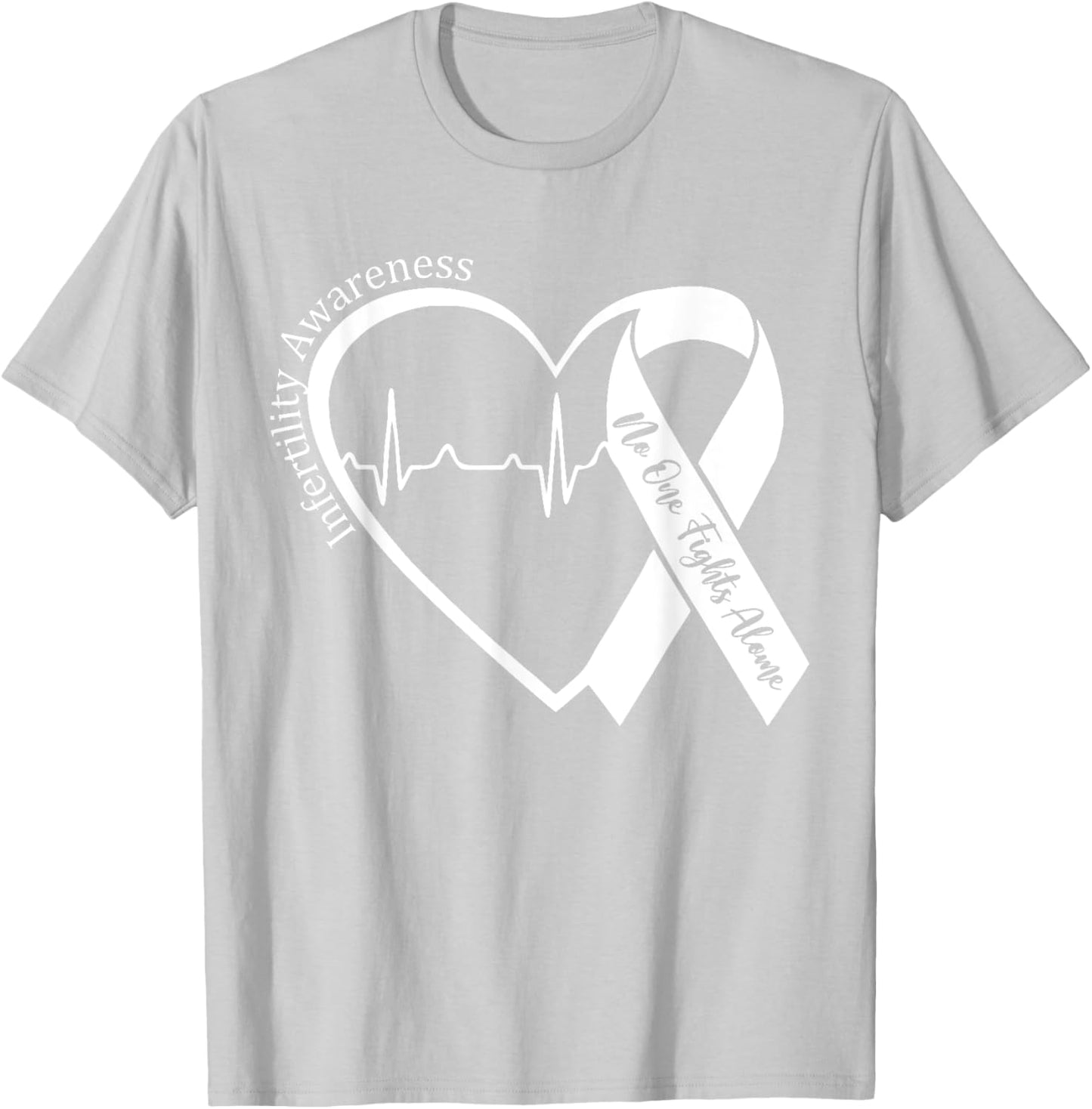 Infertility Awareness Heart Orange Ribbon IVF Transfer Day T-Shirt - T-Shirt | Ash