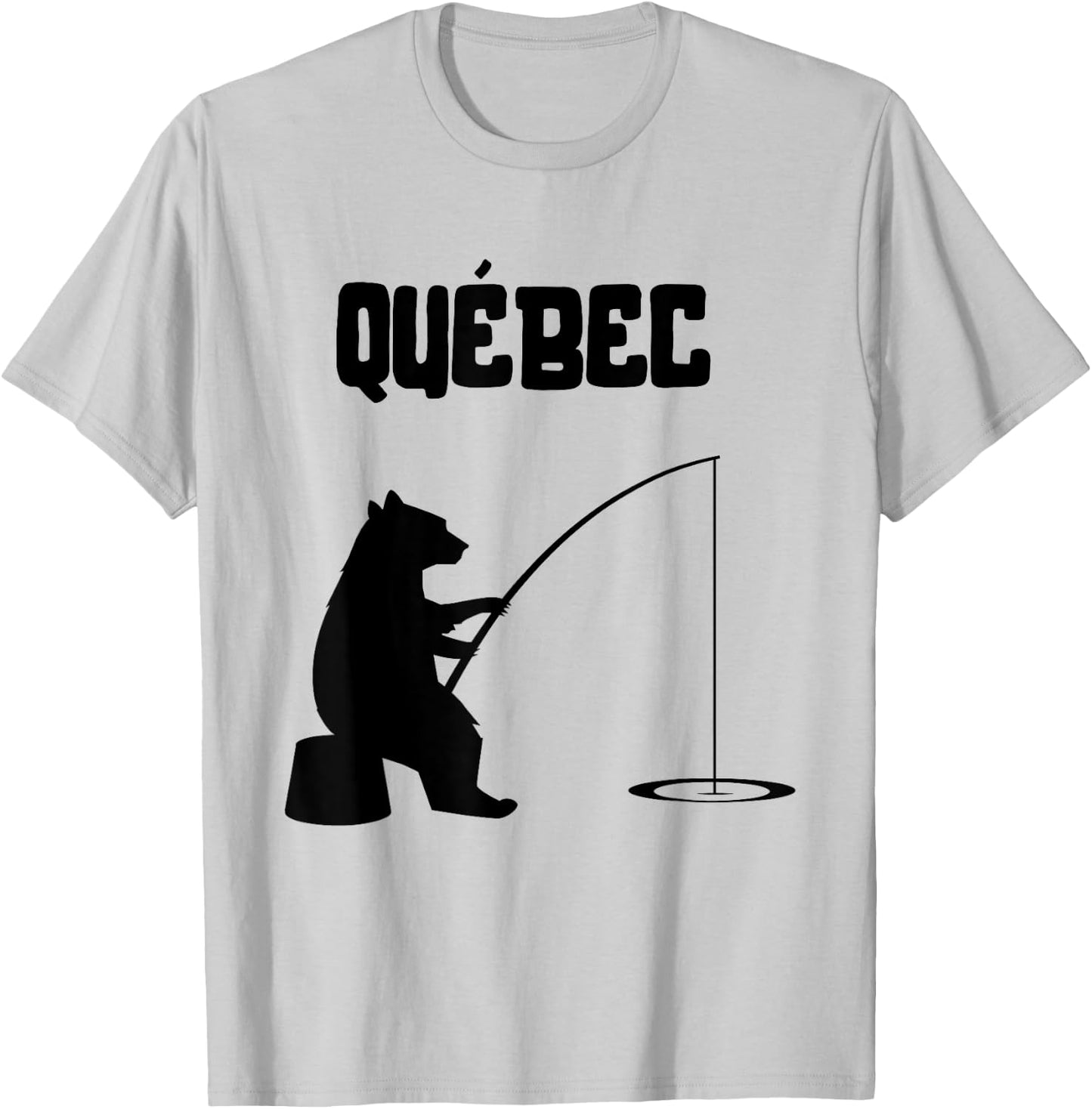 Quebec Shirt | QC Bear Fishing T-Shirt - T-Shirt | Ash