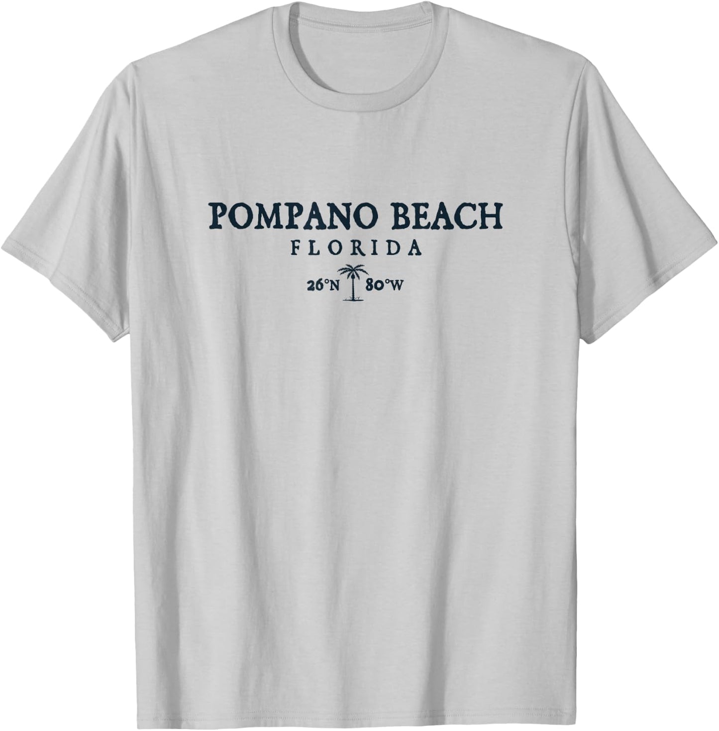 Pompano Beach Florida Palm Tree Surf Beach Gift Men Women T-Shirt - T-Shirt | Ash