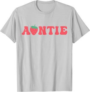 Auntie Of The Berry First Birthday Strawberry Matching Lover T-Shirt - T-Shirt | Ash