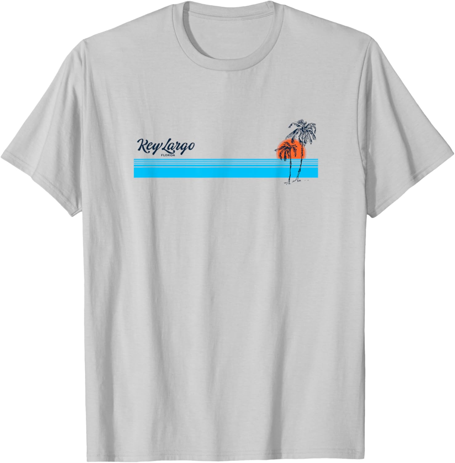 Key Largo FL Vintage 70s Palm Trees Design T-Shirt - T-Shirt | Ash