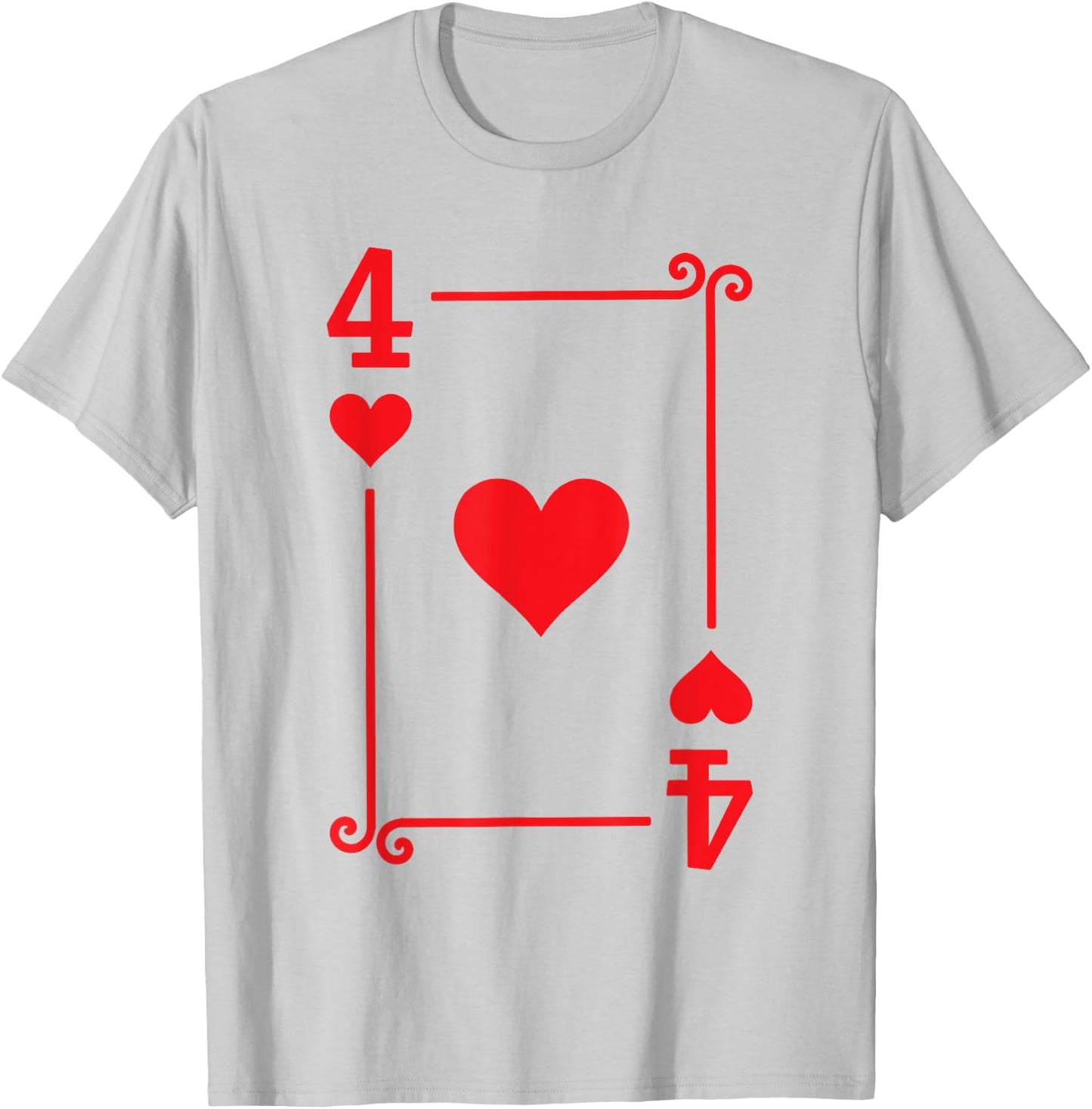 Playing Card Costume - 4 Hearts Card - Four Card T-Shirt - T-Shirt | Ash