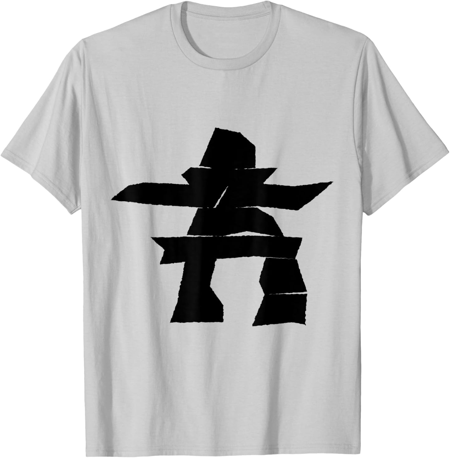 Black Inukshuk Silhouette T-Shirt - T-Shirt | Ash