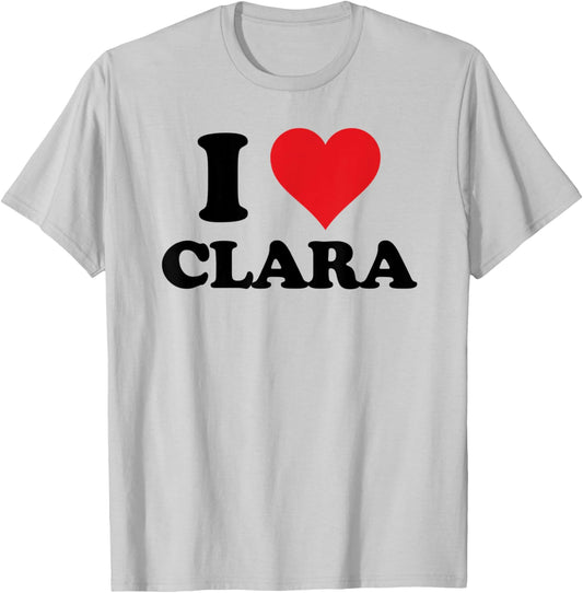 I Heart Clara First Name I Love Personalized Stuff T-Shirt - T-Shirt | Ash
