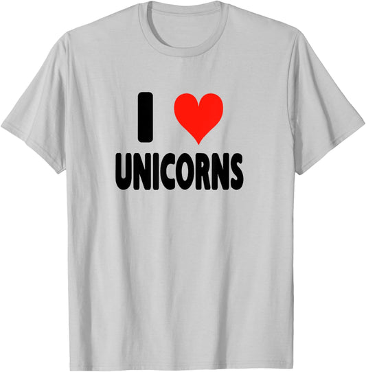 I Love Unicorns - Heart T-Shirt - T-Shirt | Ash