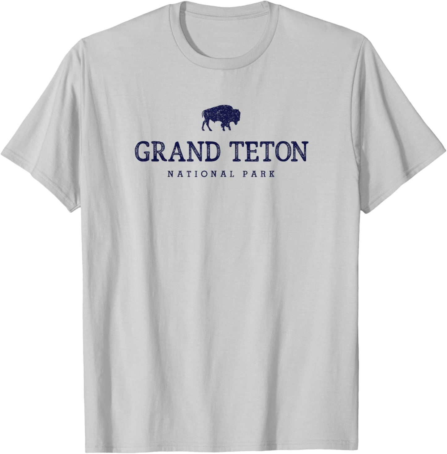 Grand Teton National Park Bison Vintage Hiking Souvenir T-Shirt - T-Shirt | Ash