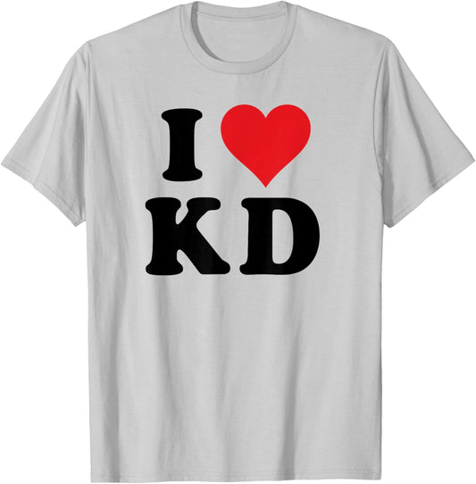I Heart KD Initials I Love K.D. First And Last Name K D T-Shirt - T-Shirt | Ash