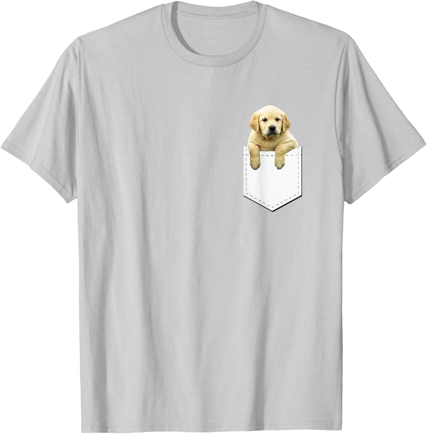 Golden Retriever In Pocket T Shirt Puppy Dog in Your Pocket Women Girls Kids T-Shirt - T-Shirt | Ash