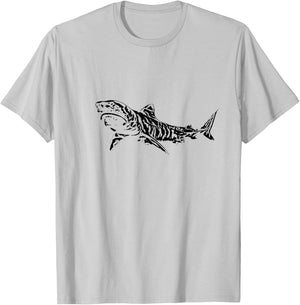 Tiger Shark Motif Shark T-Shirt - T-Shirt | Ash