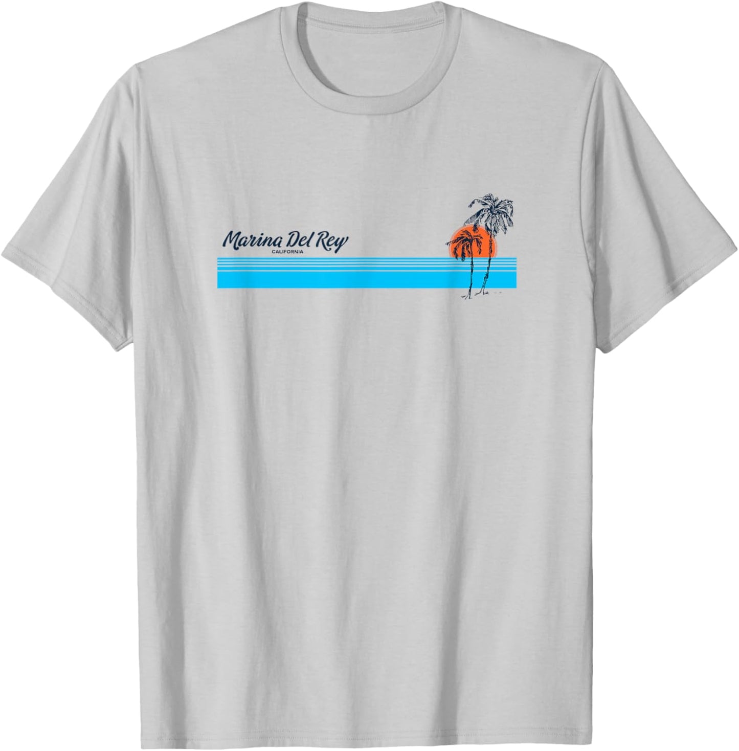 Marina Del Rey CA Vintage 70s Palm Trees Design T-Shirt - T-Shirt | Ash