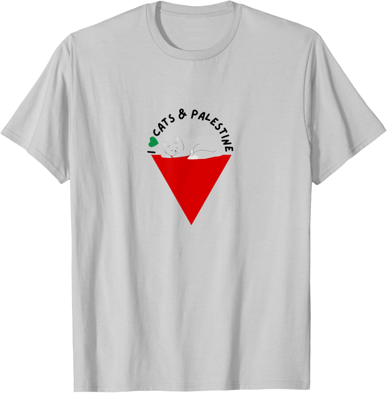 I Love Cats & Palestine Shirt | Palestinian Cat T-Shirt - T-Shirt | Ash
