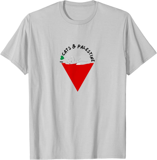 I Love Cats & Palestine Shirt | Palestinian Cat T-Shirt - T-Shirt | Ash