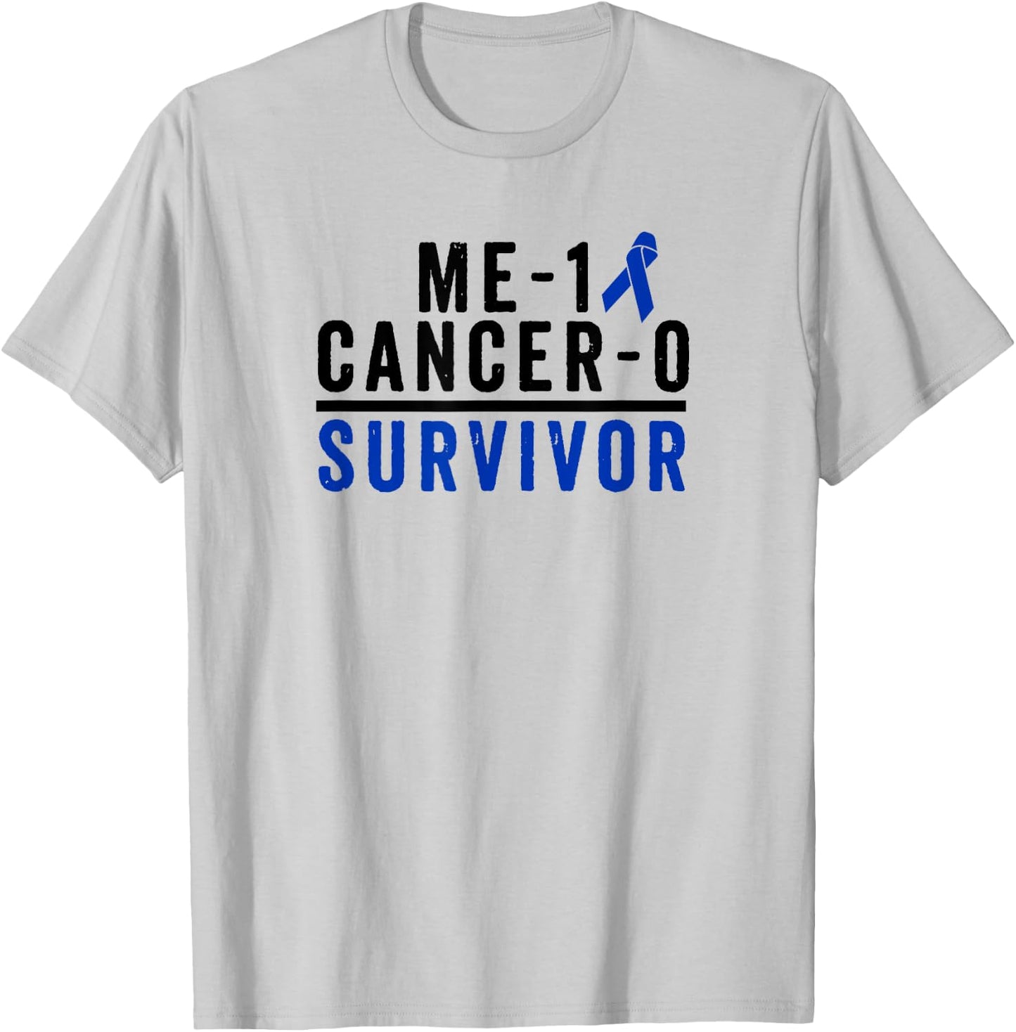 Colon Cancer Survivor Shirt Awareness Dark Blue Ribbon Gift T-Shirt - T-Shirt | Ash