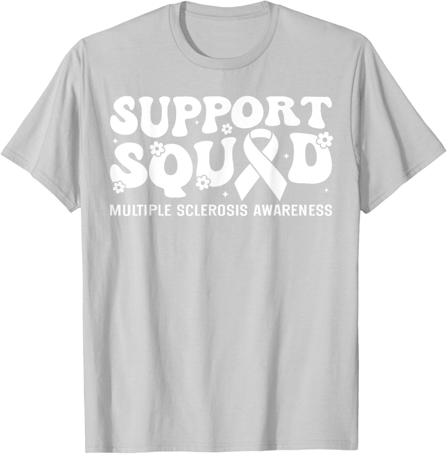 Support Squad MS Multiple Sclerosis Awareness Groovy T-Shirt - T-Shirt | Ash