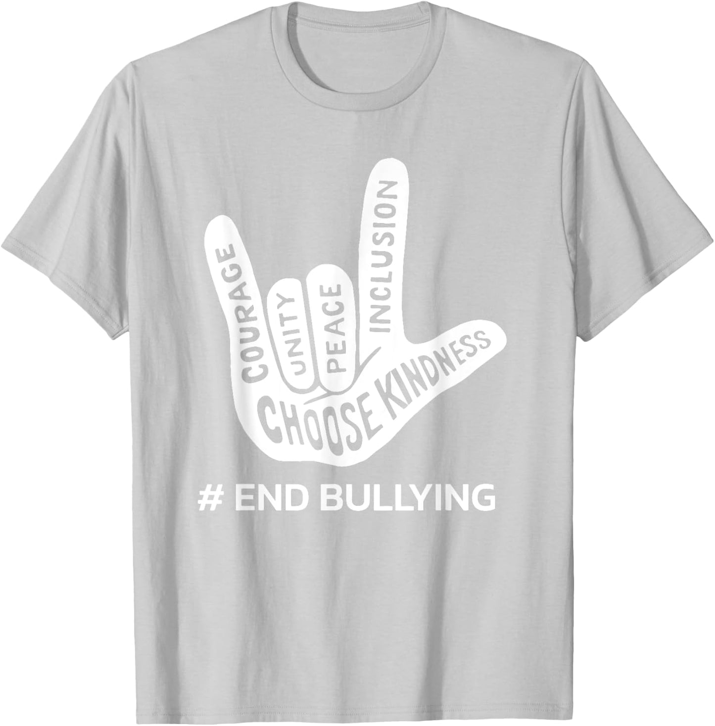Unity Day Orange Anti Bullying Peace Love Sign Language T-Shirt - T-Shirt | Ash