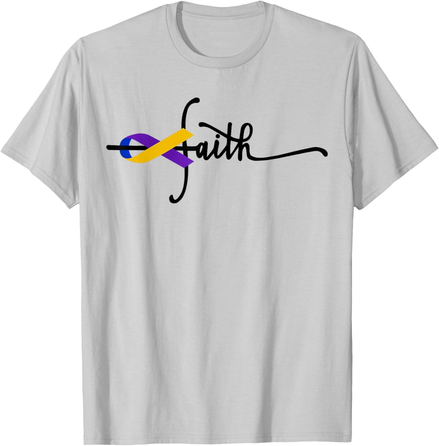 Bladder Cancer Faith Ribbon Warrior Bladder Cancer Awareness T-Shirt - T-Shirt | Ash
