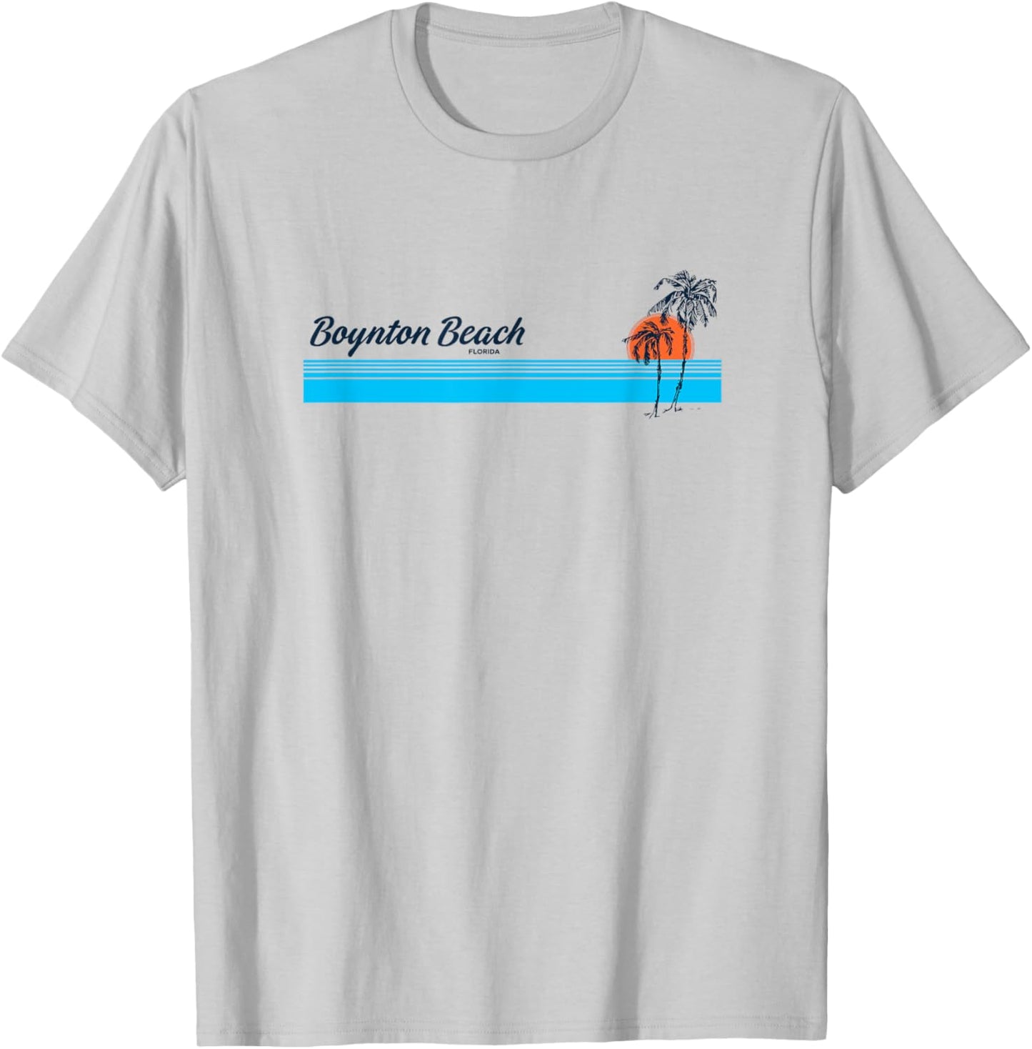 Boynton Beach FL Vintage 70s Palm Trees Design T-Shirt - T-Shirt | Ash