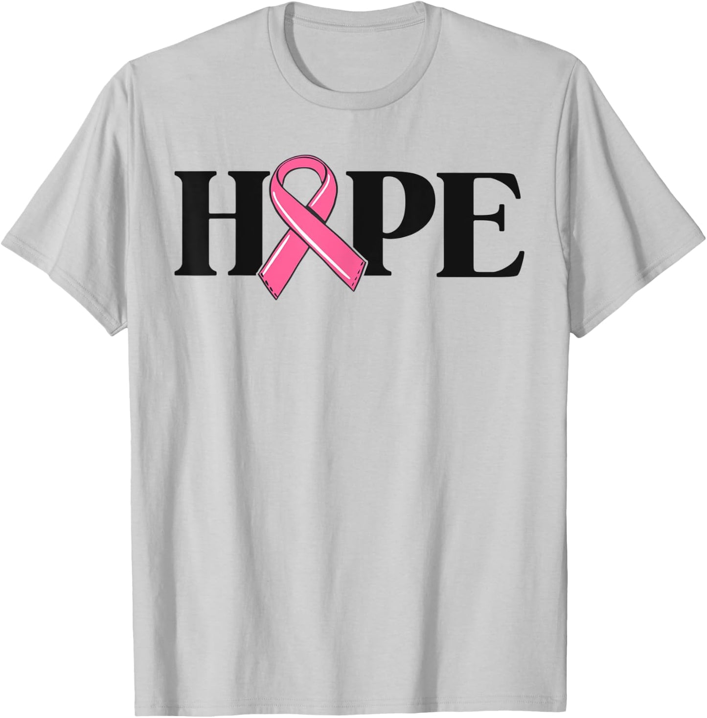 Hope Breast Cancer Shirts Gift Ribbon Awareness T-Shirt - T-Shirt | Ash