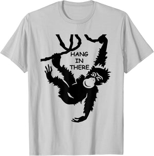 Hang in There - Monkey Psychology Philosophy English Idiom T-Shirt - T-Shirt | Ash