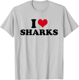I Love Sharks Shark T-Shirt - T-Shirt | Ash