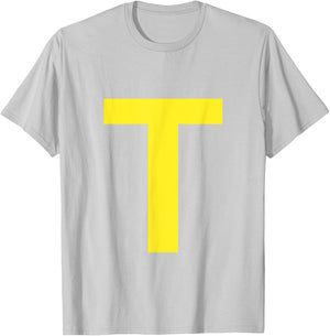 Letter T in Yellow on Green Costume Halloween Party T-Shirt - T-Shirt | Ash