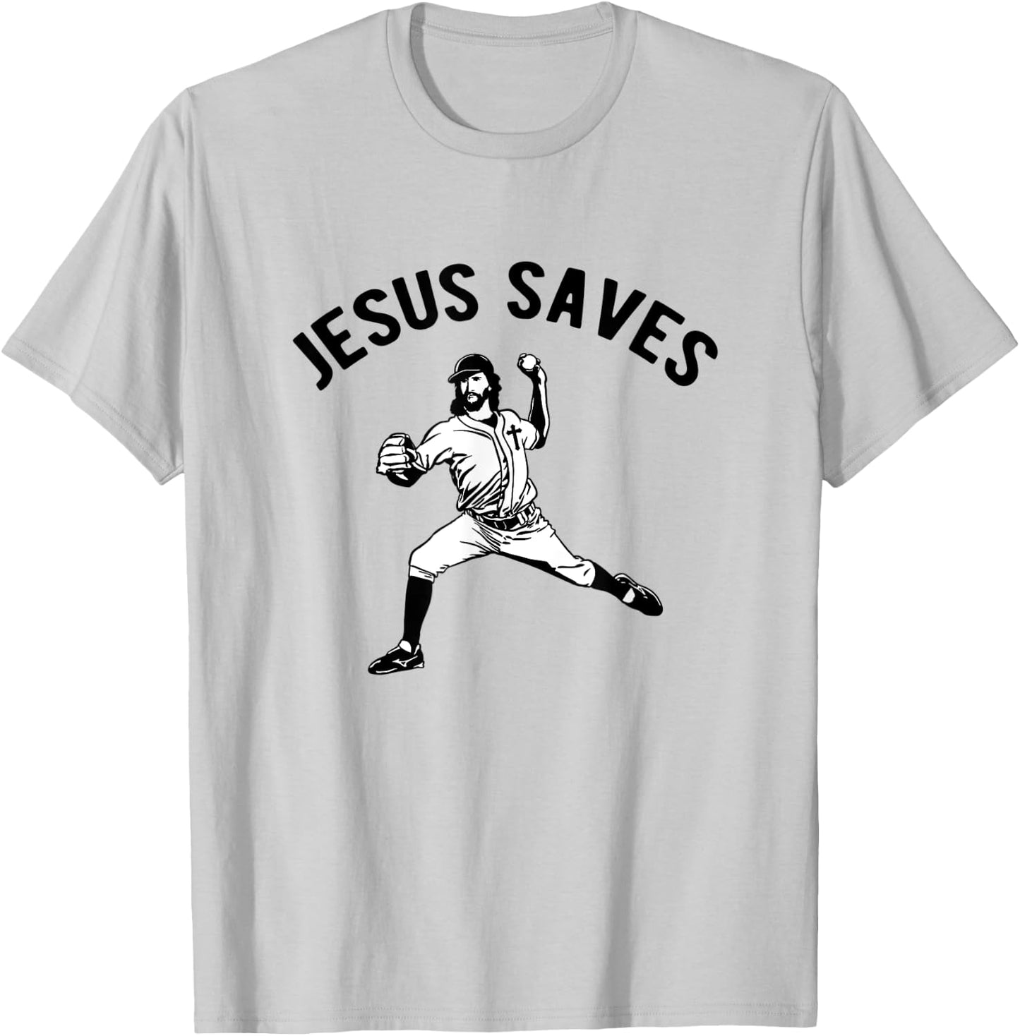 Jesus Saves Baseball pitcher T-Shirt - T-Shirt | Ash