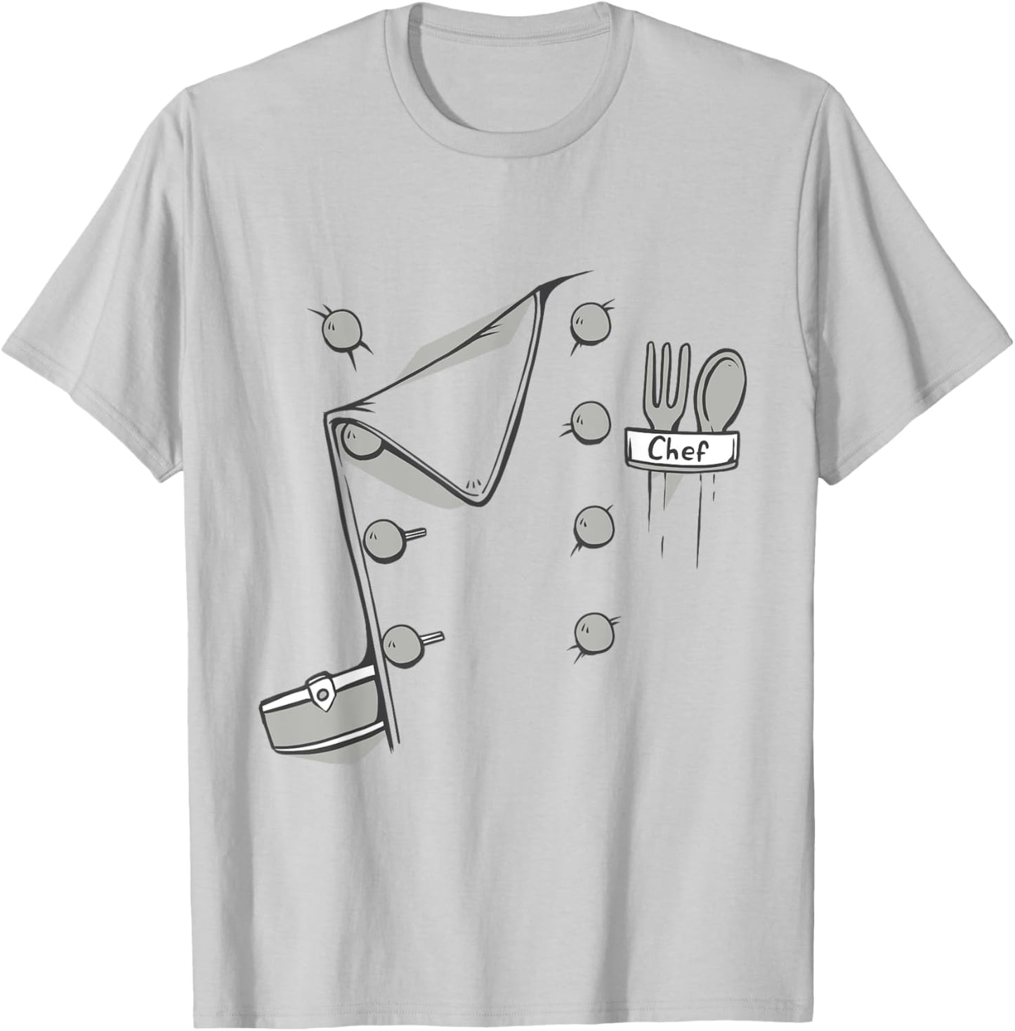 White Chef Coat Costume Easy Funny Cook Halloween Graphic T-Shirt - T-Shirt | Ash