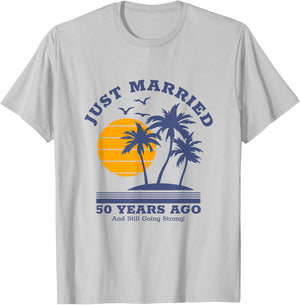 Romantic Matching Couples - Golden 50th Wedding Anniversary T-Shirt - T-Shirt | Ash