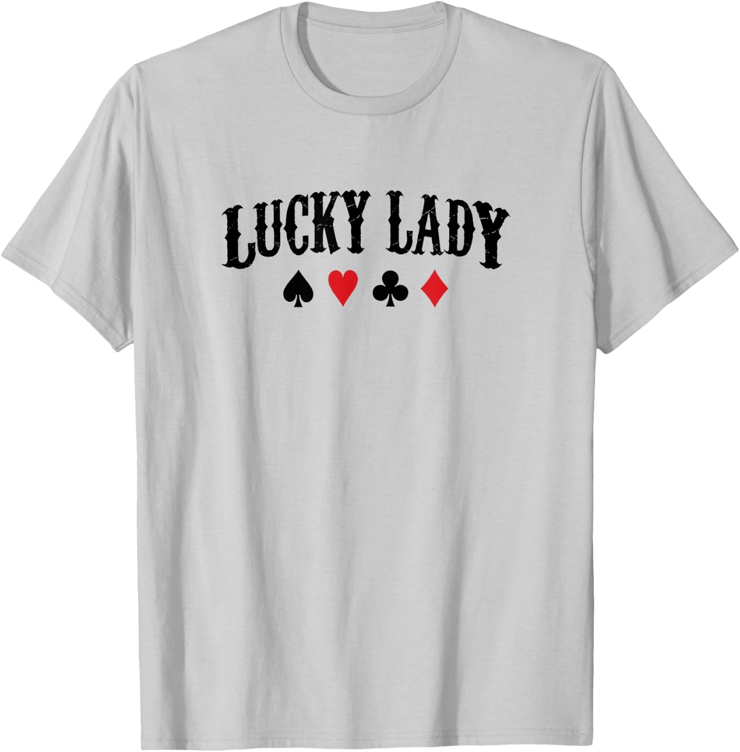Lucky Lady Retro Poker Player Gift T-Shirt - T-Shirt | Ash