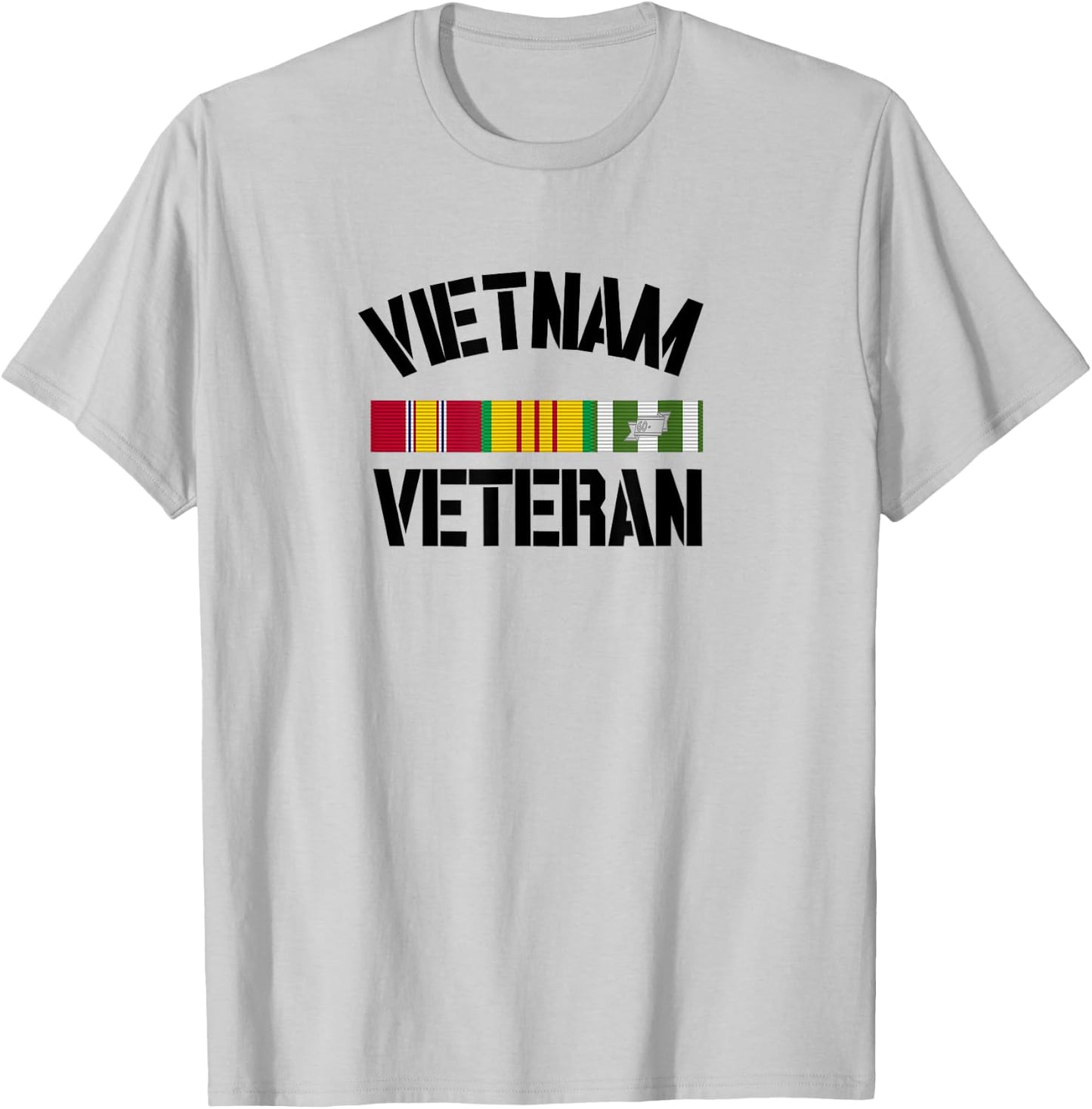 Patriotic American Creations by Revinct Designs Vietnam Veteran Pride Service Ribbon - Men's Grey Classic Fit Short Sleeve - Size Small T-Shirt - T-Shirt | Ash