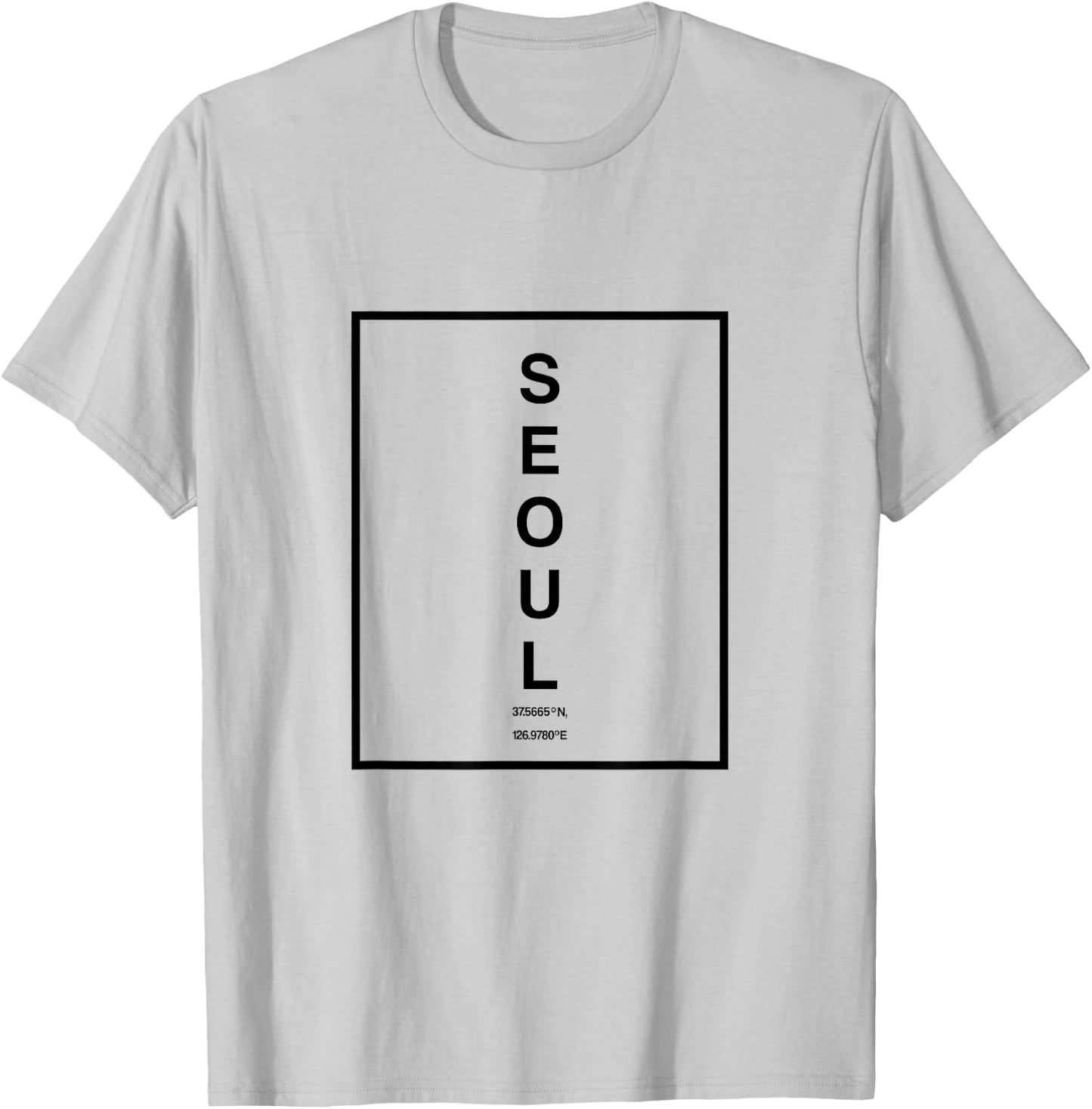 Seoul City South Korea Coordinates Minimalist T-Shirt - T-Shirt | Ash