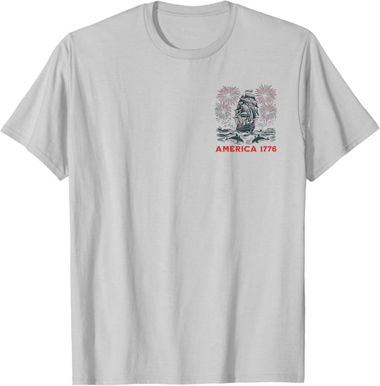 2 SIDED BACK PRINT POCKET So Long London Signed America 1776 T-Shirt - T-Shirt | Ash