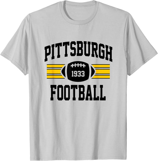 Pittsburgh Football Athletic Vintage Sports Team Fan Gift T-Shirt - T-Shirt | Ash