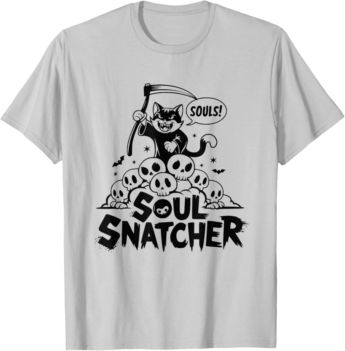 Soul Snatcher Cat Pile Of Skulls Halloween Women T-Shirt - T-Shirt | Ash
