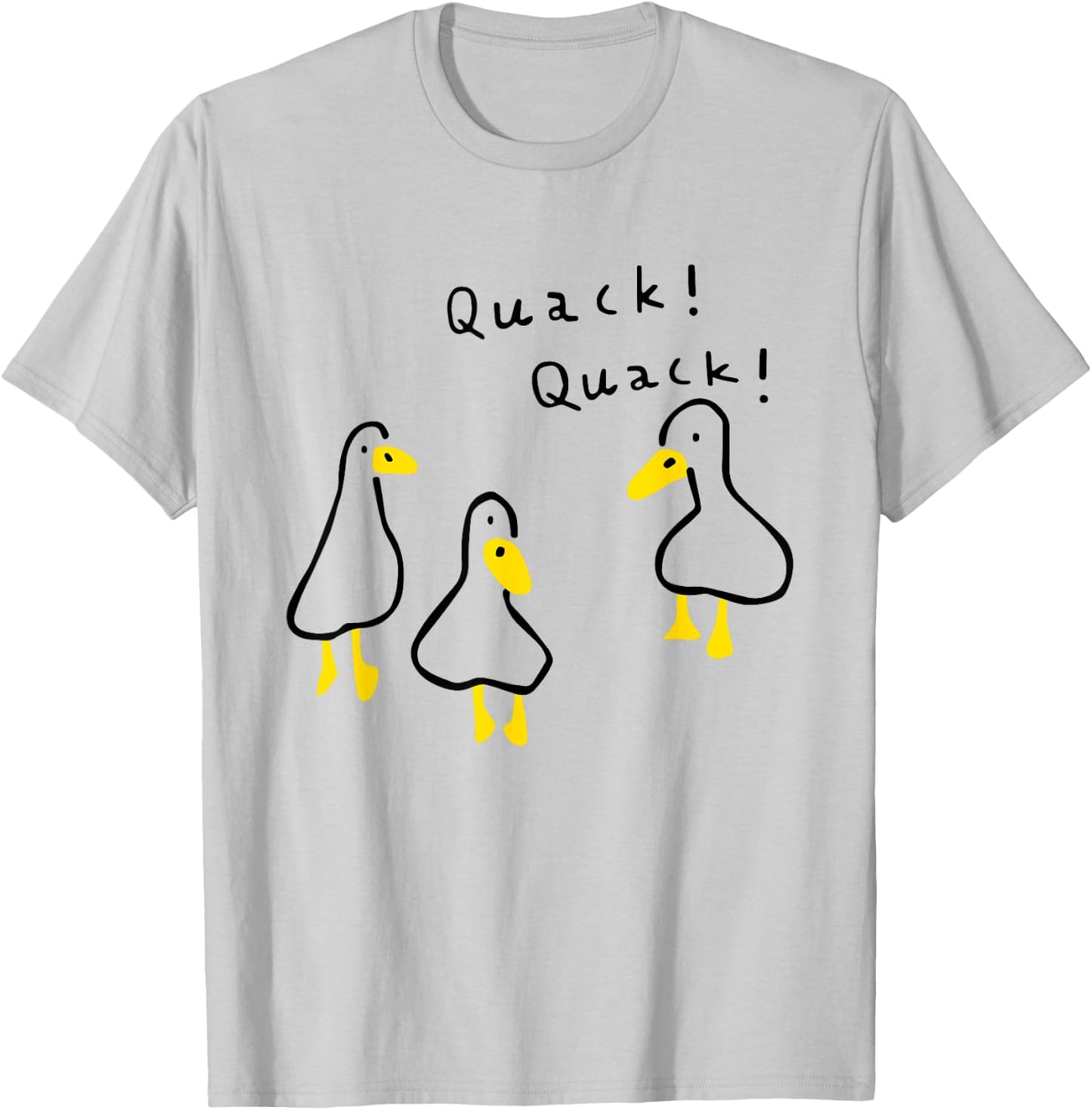 Funny Quack Quack Three Duck Design T-Shirt - T-Shirt | Ash