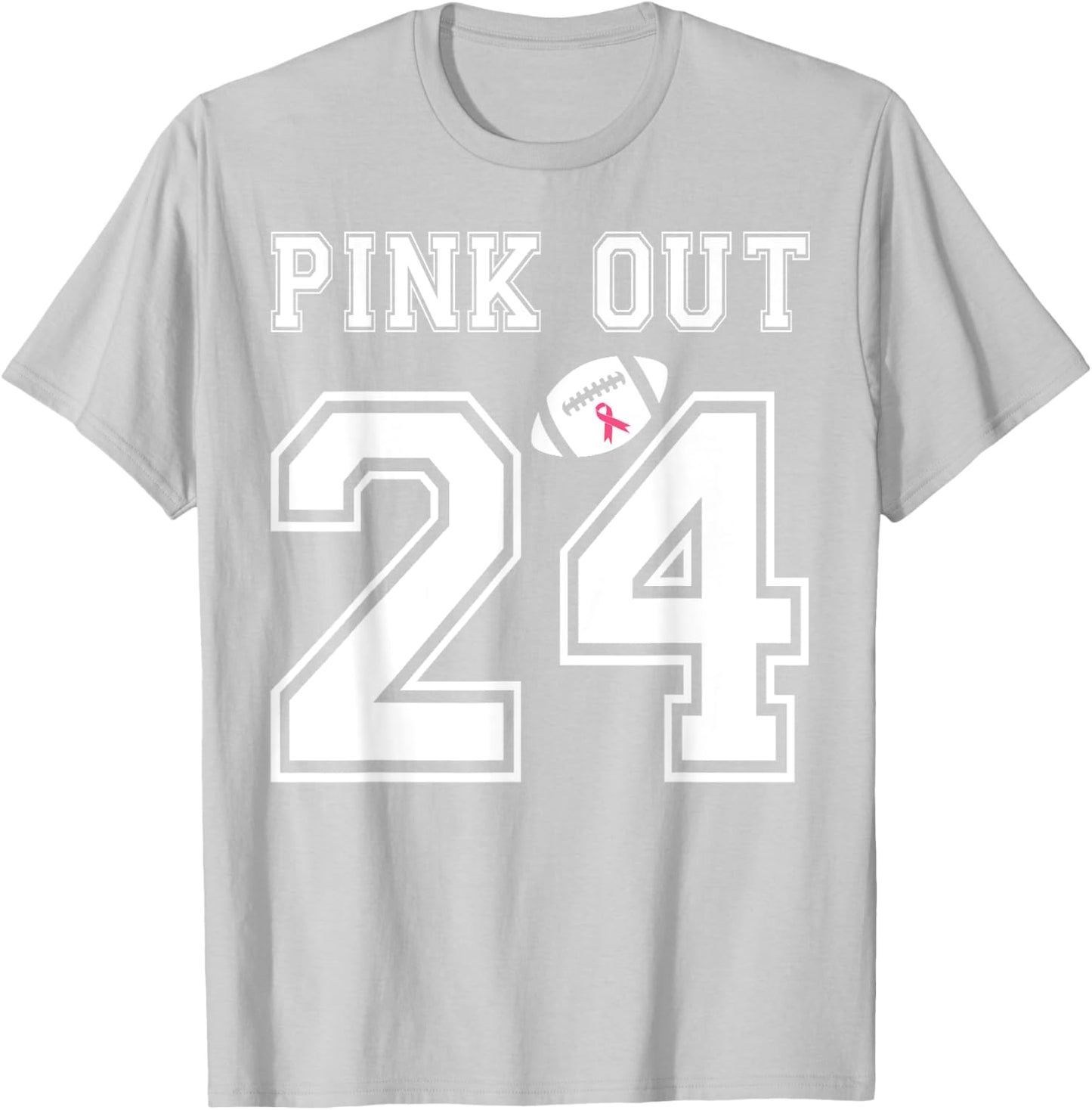 Pink Out 2024 Football Team Breast Cancer Awareness Month T-Shirt - T-Shirt | Ash