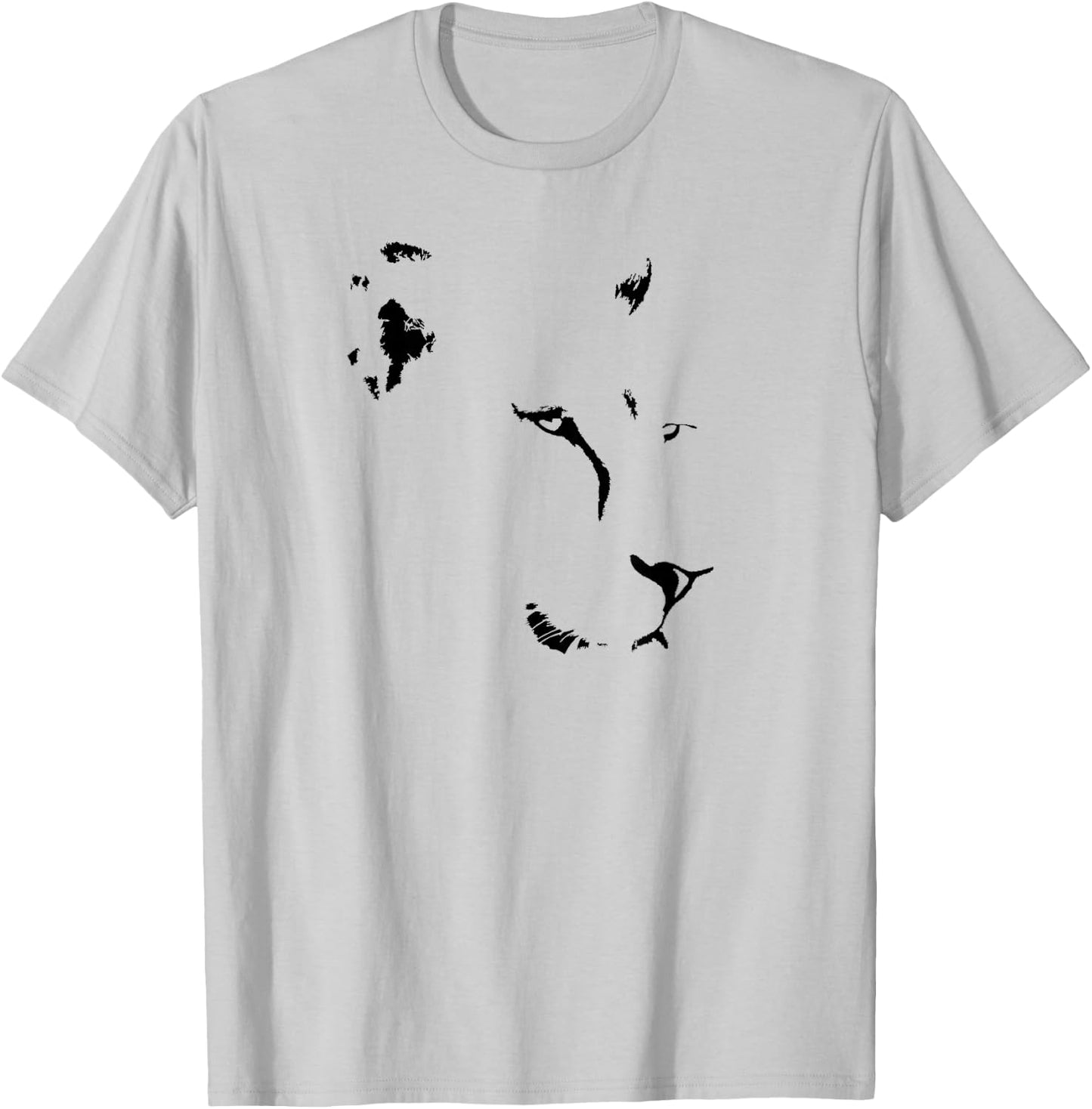 Lioness Face in Minimalist Line Art for Lion Fans T-Shirt - T-Shirt | Ash