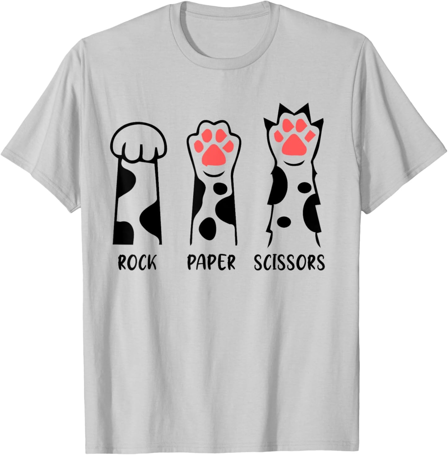 Rock Paper Scissors Cat Paws Funny Hand Cat Kitten Lover Men Women Kids T-Shirt - T-Shirt | Ash