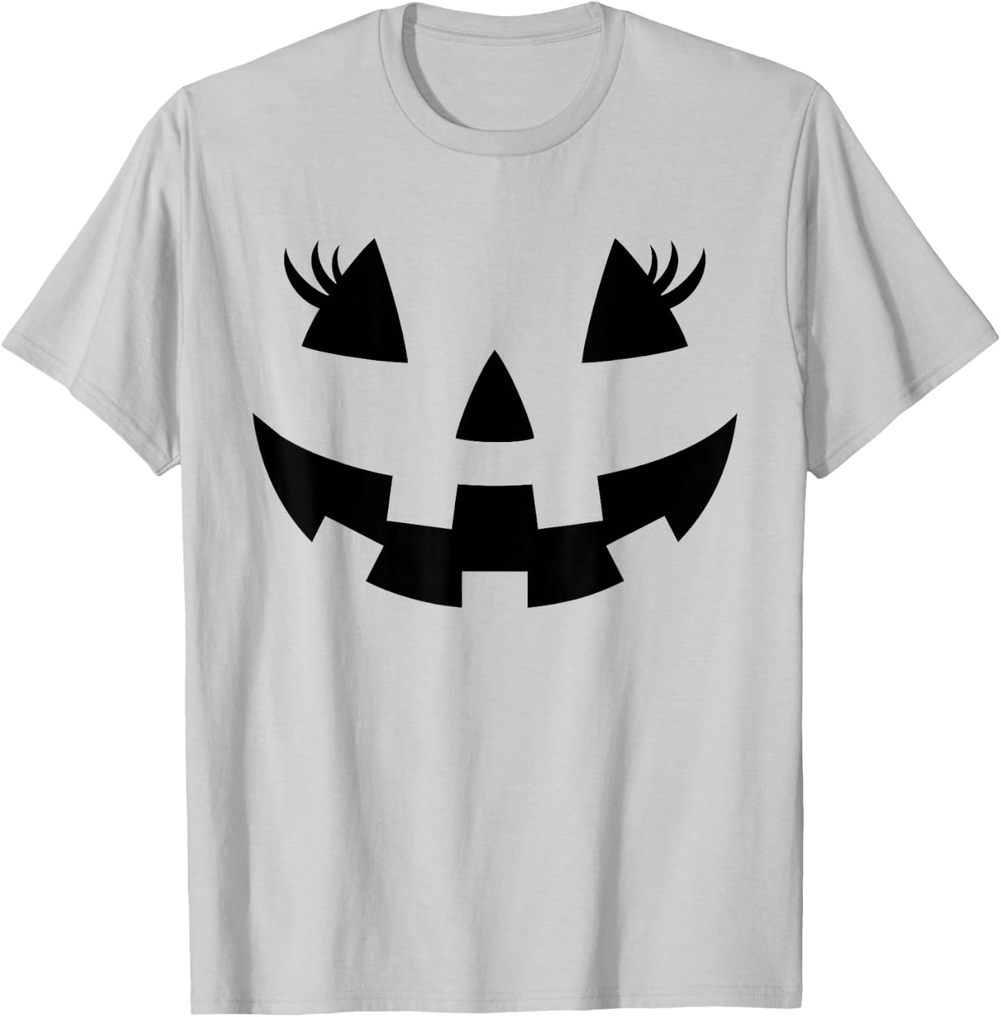 Jack O Lantern Face Pumpkin Eyelashes Hallowen Costume Funny T-Shirt - T-Shirt | Ash