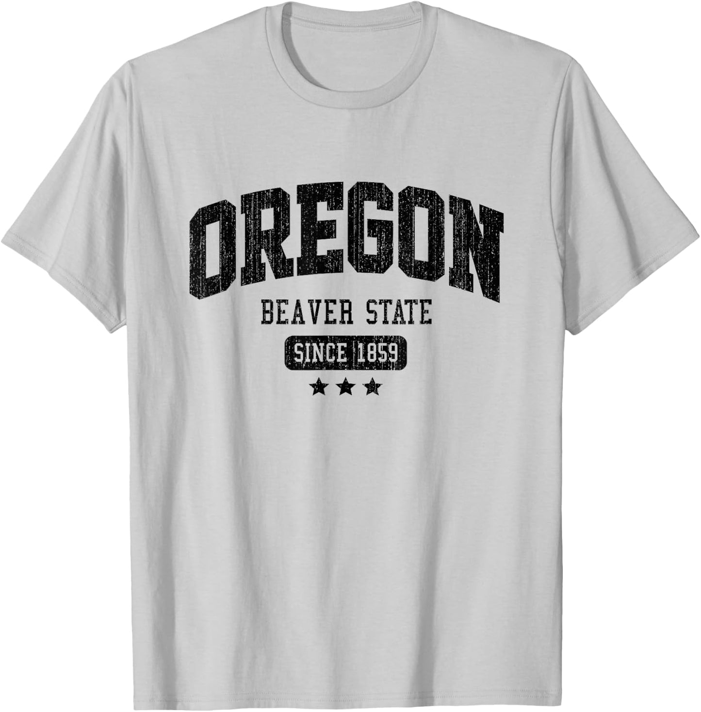 Vintage Oregon Beaver State Athletic Black Rough Text T-Shirt - T-Shirt | Ash