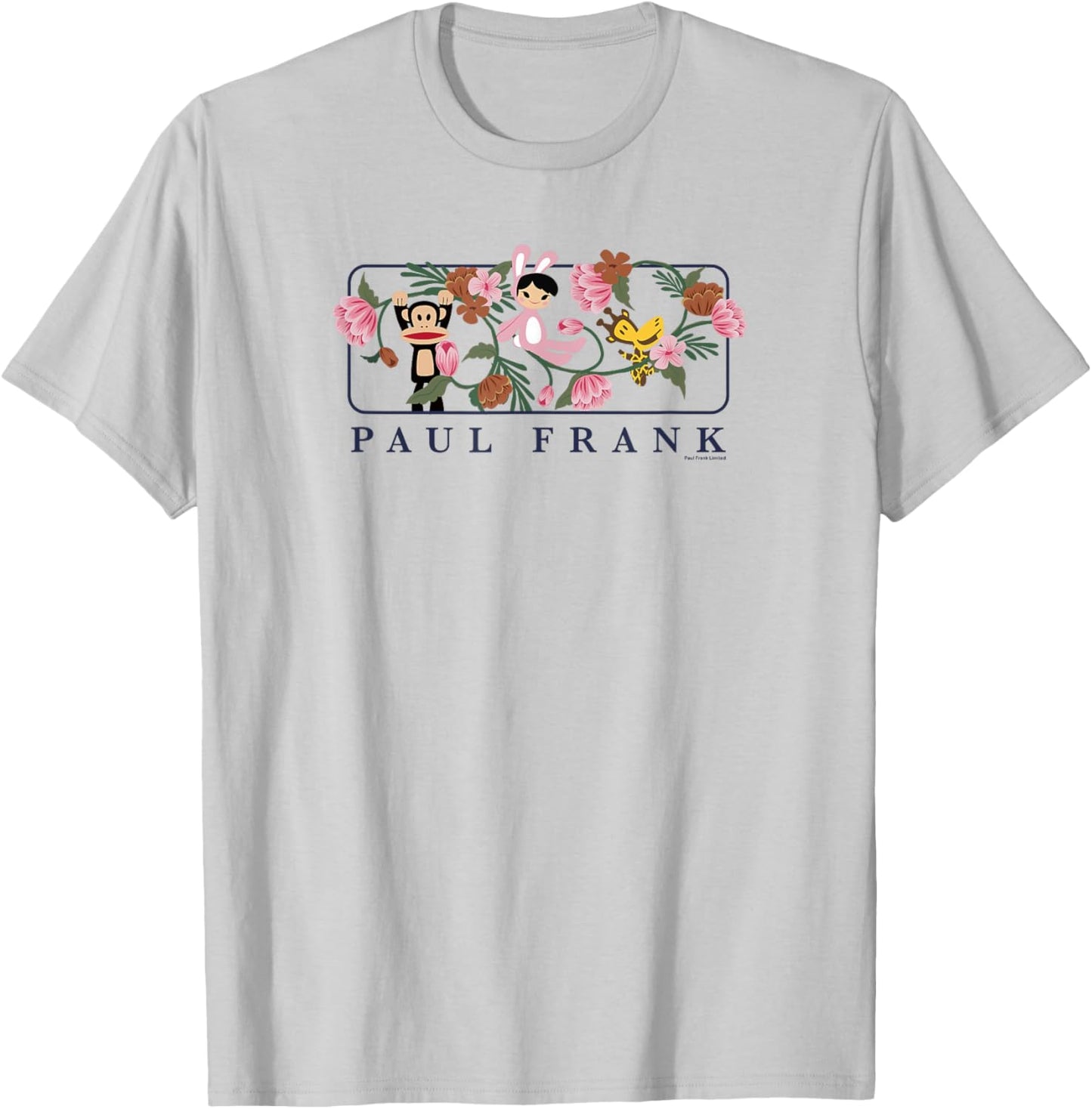 Paul Frank Julius & Bunny Girl Groovy Retro Floral Spring T-Shirt - T-Shirt | Ash