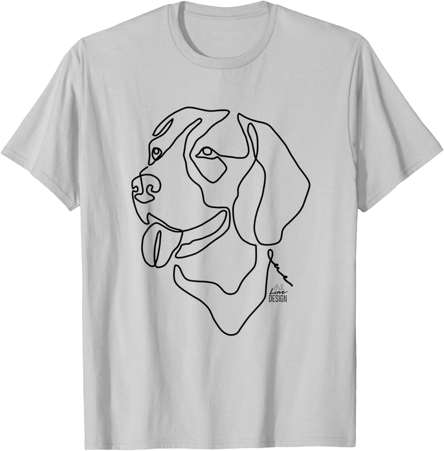 Beagle Original 1 Line Art Dog Illustration T-Shirt - T-Shirt | Ash
