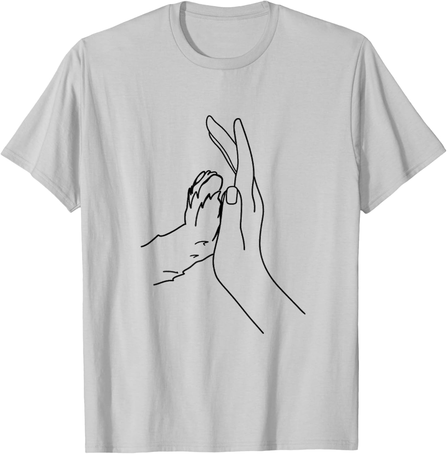 Adorable High Five Dog Paw and Human Hand T-Shirt - T-Shirt | Ash