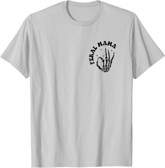 Just A Feral Mama Raising Feral Children Funny Mom Groovy T-Shirt - T-Shirt | Ash