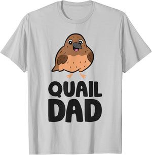 Common Quail Papa Quail Dad T-Shirt - T-Shirt | Ash