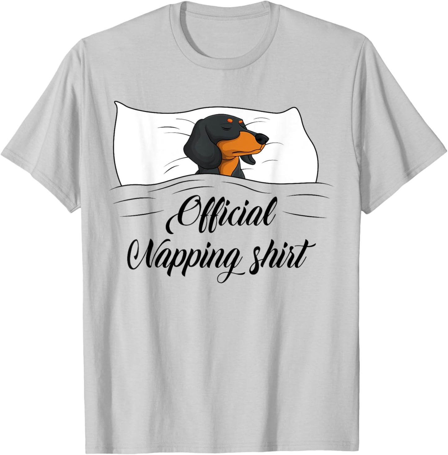 Sleeping Dachshund Pyjamas Dog Lover Gift Official Napping T-Shirt - T-Shirt | Ash