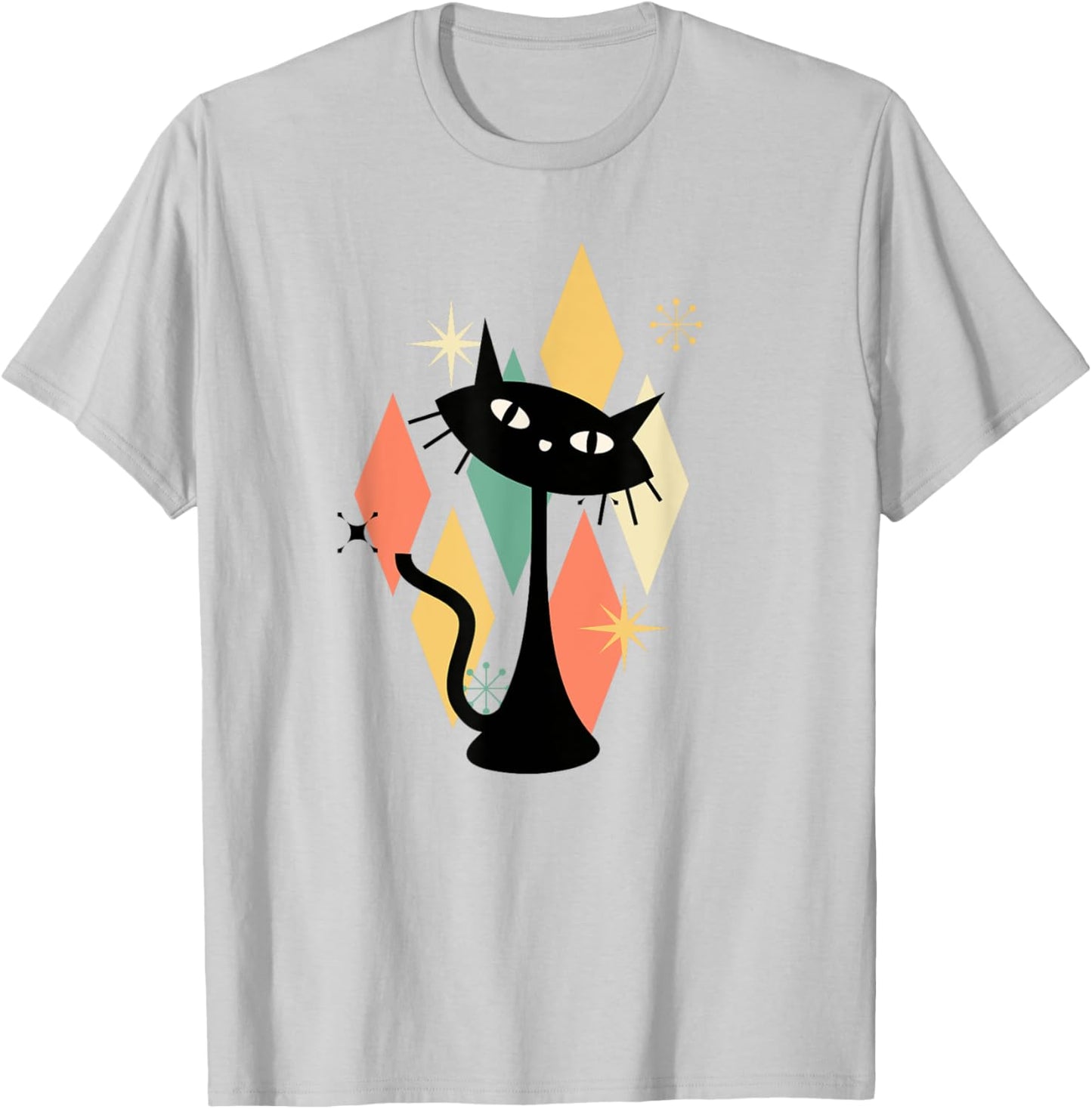 Colorful Retro Cat Midcentury Atomic Age Modern Mid Century Women Kids T-Shirt - T-Shirt | Ash