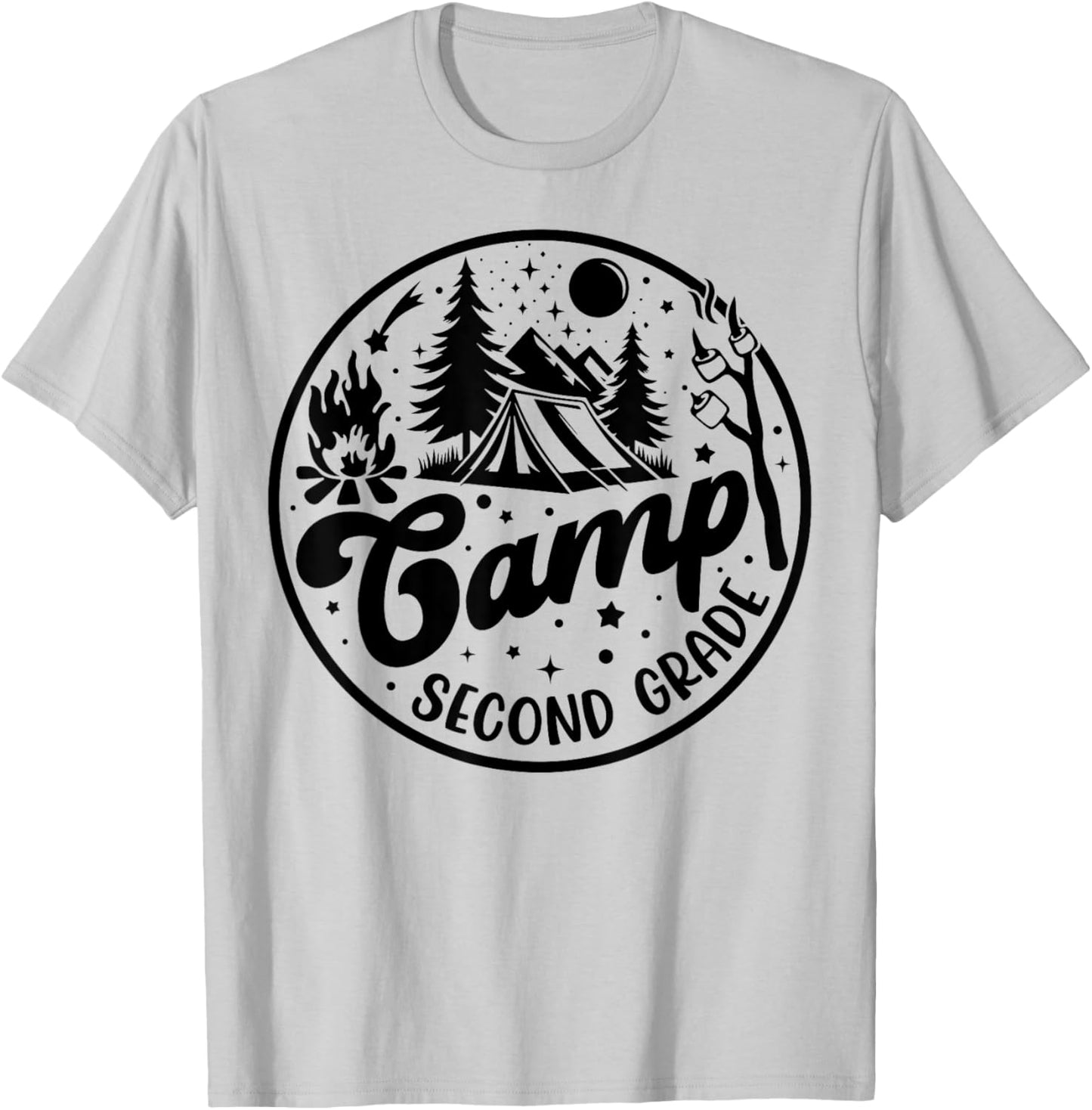Cute Camp Second Grade Squad Camper Teacher Camping Lovers T-Shirt - T-Shirt | Ash