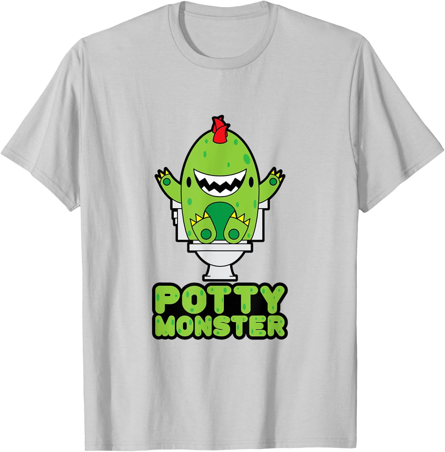 Potty Training Shirt For Boys Cute Toddler Potty Monsters T-Shirt - T-Shirt | Ash